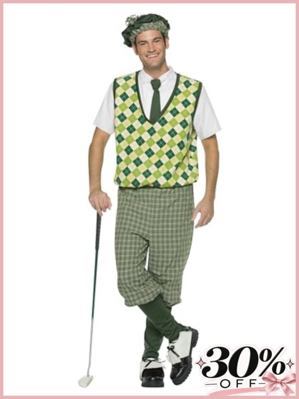 Old Tyme Golfer Costume Set Lightweight Polyester Adult